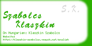 szabolcs klaszkin business card